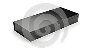 Sleek Black Rectangular Box on White.
