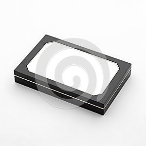 Elegant Black Rectangular Gift Box with White Lid on White Background