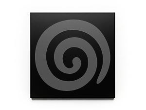 A sleek black rectangular object with a smooth and shiny surface