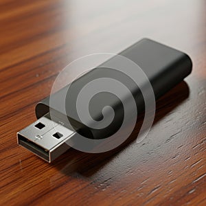 A sleek black usb flash drive with a silver connector isolated on white background