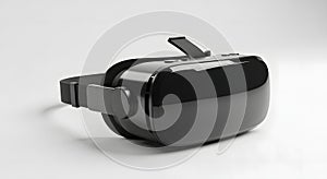 Sleek Black Virtual Reality Headset on White Background