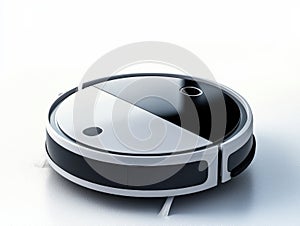 Modern Black and White Robot Vacuum Cleaner with Advanced Navigation Generative AI Illustration photo