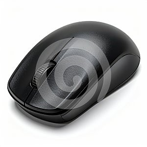 Sleek Black Wireless Computer Mouse Isolated on White Background
