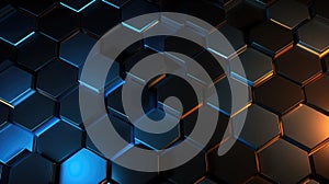 Sleek Blue and Black Hexagonal Pattern for Modern Design Background