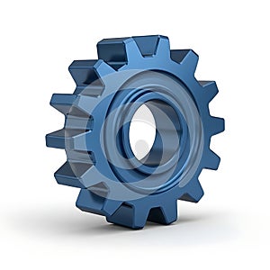 A sleek blue interlocking gear set against a plain background