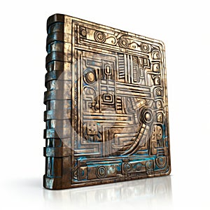 Sleek Carved Metal Book: Maya 3d Rendered Design