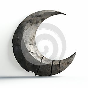Sleek Carved Metal Moon: Dark Humor Illustration In Maya 3d