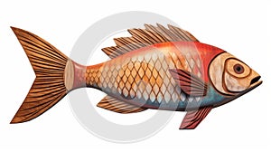Sleek Carved Wood Fish: Decorative Colors And Realistic Detailing