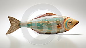 Sleek Carved Wood Fish: Digital Illustration In Maya 3d