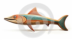Sleek Carved Wood Fish Statue: Maya 3d Illustration