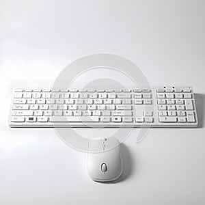 AI Generated Image of a White Keyboard and Mouse on a White Surface