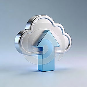Elegant cloud icon with upward arrow symbolizing data upload and cloud computing technology