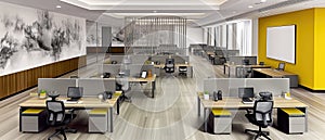 Sleek, Contemporary Workspace Showcasing A Cuttingedge Office Design And Ambiance