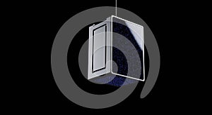 Sleek cube featuring blue digital grid display