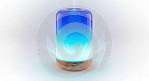 Modern cylindrical aroma diffuser with gradient blue and white light