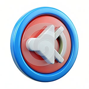 Mute Volume 3D Icon Isolated on White Background