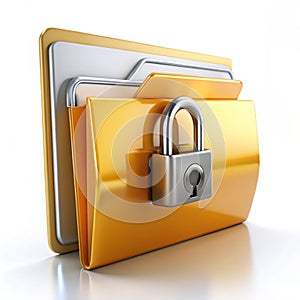 Secure Data Folder 3D Illustration Isolated on White Background
