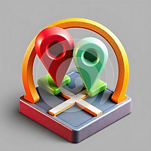Creative 3D Map Location Icon Design photo