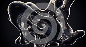 Abstract Dark Metallic Liquid Sculpture, 3D Render