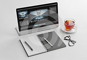 A sleek desktop computer displays an