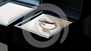 sleek diamond ring in box