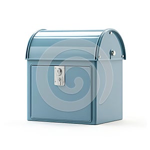 Glossy Blue D Mailbox on White Background