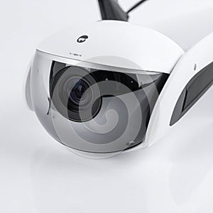 Sleek Drone Camera on White Background