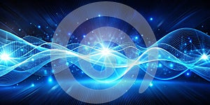 Beautiful abstract wave technology background with blue light