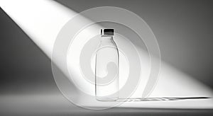 Minimalist Clear Glass Bottle with Dramatic Light and Shadow