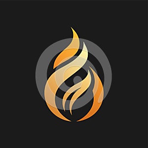 A sleek flame logo displayed on a black background, representing a contemporary design for a boutique, Develop a sleek and