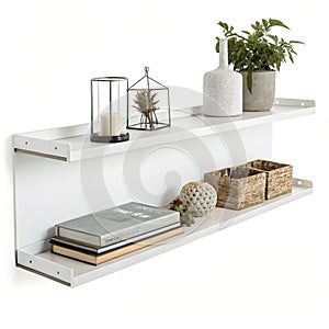 Floating shelf isolated on white background