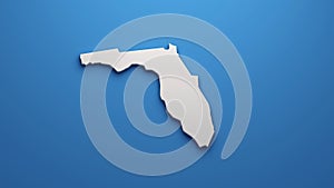 Sleek Florida State Map Logo - A Crisp White Silhouette of Florida Against a Bold Blue Background, Symbolizing Clarity