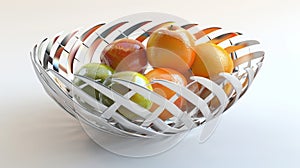 A sleek fruit bowl featuring a spiral of triangles creating a threedimensional effect photo
