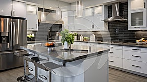 Sleek furnished kitchen, stylish Beautiful cooking area, interior design