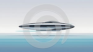 Sleek Futuristic Jet Hovering Above Blue Surface