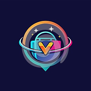 A sleek and futuristic logo for a mobile game titled V, featuring a modern and stylish design, A futuristic design for a virtual