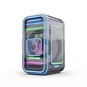 Futuristic High-Tech Server with Neon Illumination