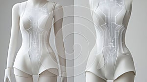 Futuristic White Bodysuit with Circuitry Design, AI photo