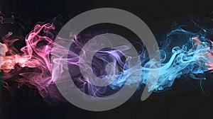 a sleek gradient black background with soft, fuzzy light pink and light blue circular smoke, creating a modern backdrop