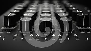 A sleek grayscale user interface design featuring high-contrast buttons for enhanced accessibility. Generative AI