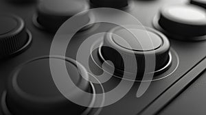 A sleek grayscale user interface design featuring high-contrast buttons for enhanced accessibility. Generative AI