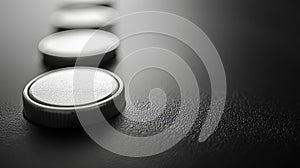 A sleek grayscale user interface design featuring high-contrast buttons for enhanced accessibility. Generative AI