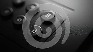 A sleek grayscale user interface design featuring high-contrast buttons for enhanced accessibility. Generative AI