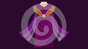 A sleek Greek chiton and himation dd in rich purple fabric and accessorized with gold jewelry and a laurel wreath photo