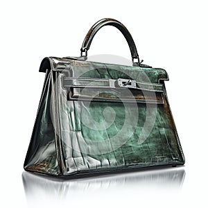 Sleek Green Hermes Bag With Bronze Patina Digital Illustration