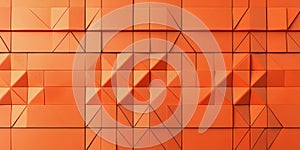 Sleek, high-tech orange background with sharp triangular block structures. The 3D triangle tile Ai ganerated