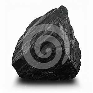 Beautiful Jet Black Natural Stone on White Background photo