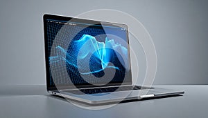 Sleek Laptop Displaying Digital Waveform Analysis