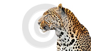 Sleek Leopard Poised Gracefully Against Stark White Background