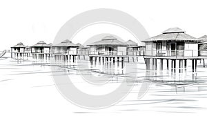 Sleek Luxury Resort with Overwater Bungalows AI Generated